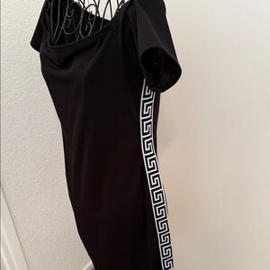 Fashion Nova Black off shoulder Dress with White Accents